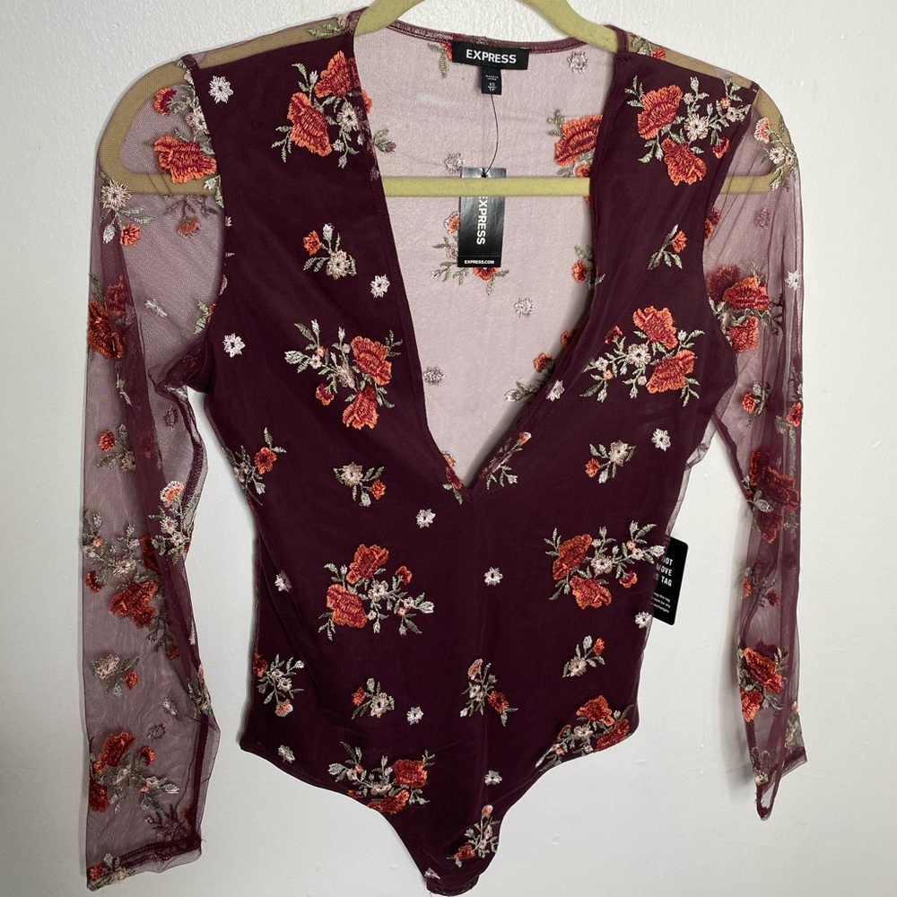 Burgundy Floral Bodysuit